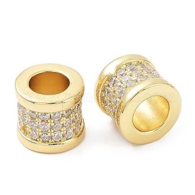 Реечное покрытие латунь микро паве прозрачный кубический цирконий европейские бусины KK-B076-04G-1