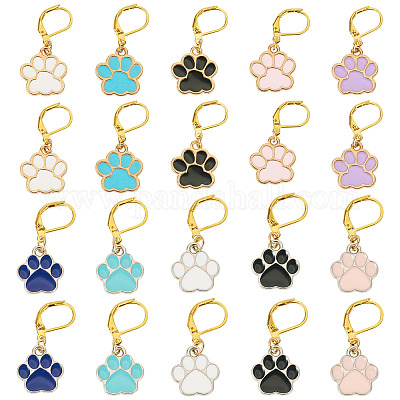 20 шт. 10-цветные эмалевые подвески с принтом лапы HJEW-TAC0097-1