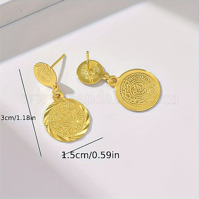 Элегантные латунные серьги-гвоздики в форме монеты SQ7606-1