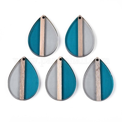 Прозрачные подвески из смолы и дерева RESI-T057-58A-1