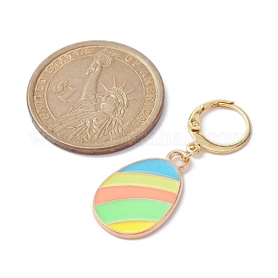 Подвеска из эмали из сплава пасхальный кролик и яйцо HJEW-JM01310-1