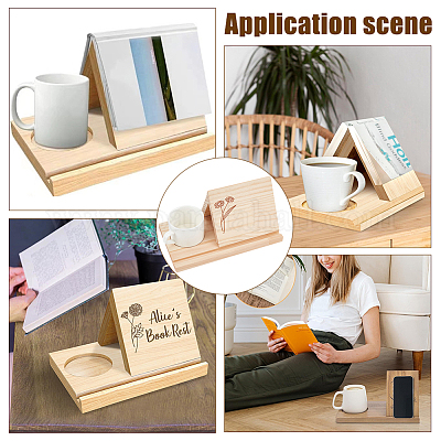 Деревянные подставки для книг с цветочным узором AJEW-WH0528-03-1