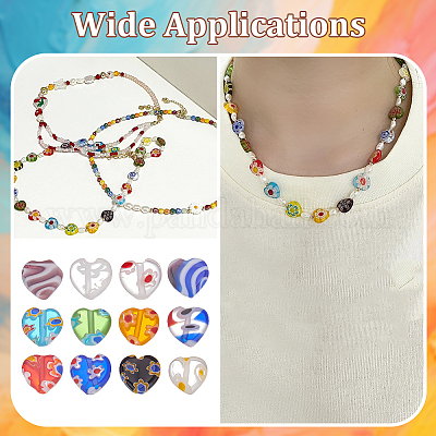 100 шт. бусины миллефиори ручной работы в форме сердца LAMP-ME0001-09-1