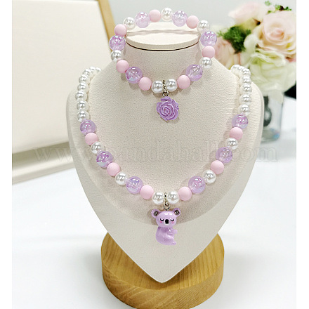 Ожерелье с подвеской из пластиковых бусин и браслет с подвесками из бусин FS-WG6D3EF-08-1