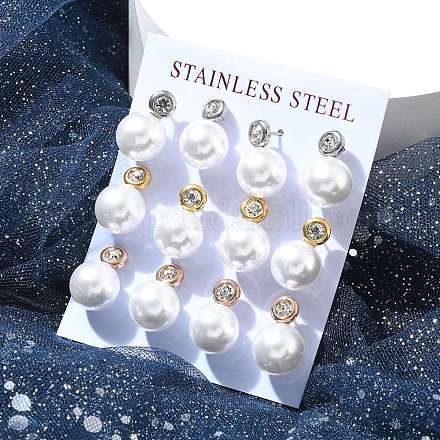Круглые серьги-гвоздики из нержавеющей стали 304 с ионным покрытием (IP) EJEW-C099-17E-1