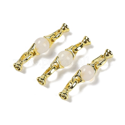 Натуральный белый агат с латунными застежками-защелками G-G141-03G-11-1
