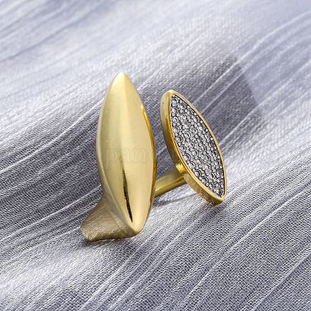 Латунные кольца-манжеты с микропаве и прозрачным цирконием для женщин RJEW-H248-06G-1