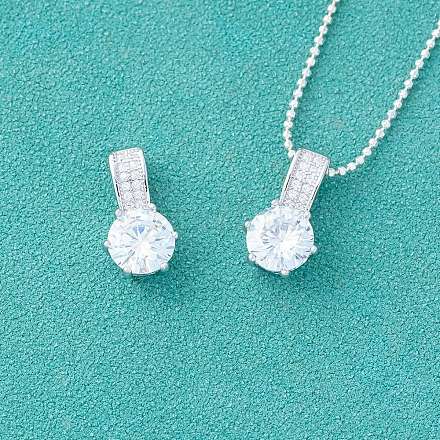 925 плоская круглая подвеска из серебра {925} пробы с прозрачным фианитом и паве STER-A048-12S-1