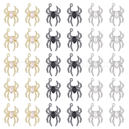 30шт. 3-х цветный стеклянный кулон-паук FIND-DC0004-13-1