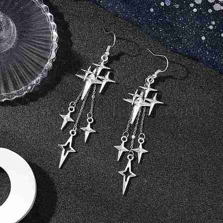 Латунные серьги с подвесками в виде звезд EJEW-JE06349-1