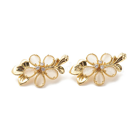 Прозрачный кубический цирконий из латуни с синтетическими застежками «кошачий глаз» KK-G420-39G-1