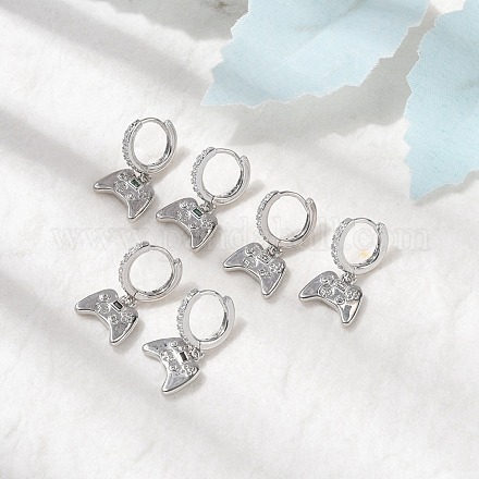 Латунные микро проложить серьги обруча кубического циркония EJEW-P322-14P-1