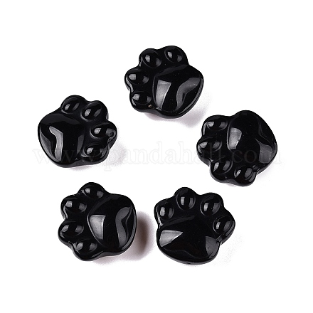 Фигурки из натурального обсидиана с отпечатками кошачьих лап DJEW-N003-03A-1
