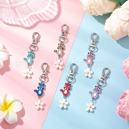 Подвеска в виде енота из эмалевого сплава HJEW-JM04358-1