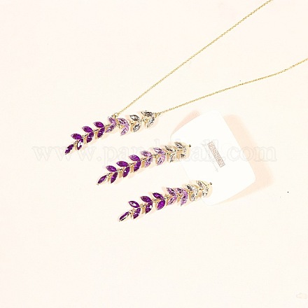 Ожерелье и серьги-гвоздики из пшеничного сплава с кубическим цирконием градиентного цвета FS-WGBA5F1-01-1