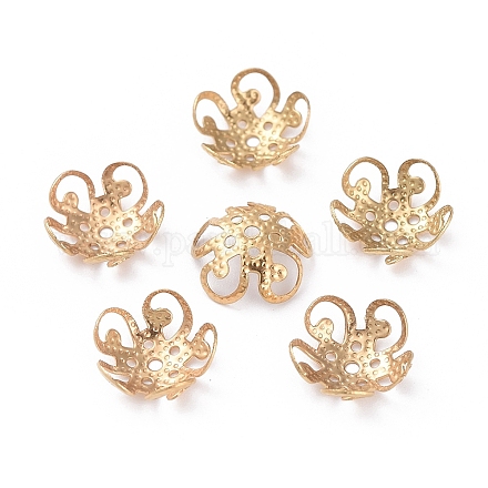 5-лепестковый ионное покрытие (IP) колпачки для бусин из нержавеющей стали 304 STAS-F094-11-1