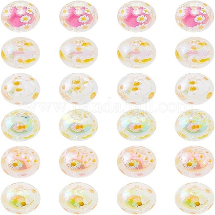 24 шт. 6-цветные прозрачные акриловые бусины с УФ-покрытием&nbsp;TACR-DC0001-11-1