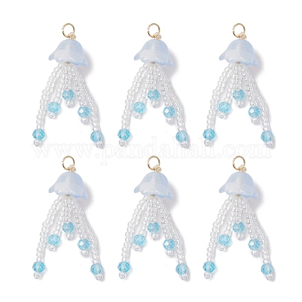 Подвески из стеклянных бусин в виде медуз PALLOY-MZ00707-05-1