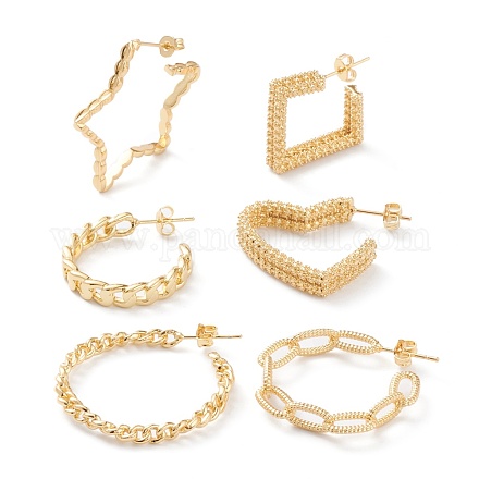 Серьги-кольца из латуни EJEW-Z002-14G-1