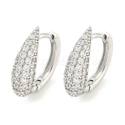 Серьги-кольца из латуни с микропаве из прозрачного кубического циркония для женщин EJEW-S228-07P-1