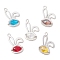Tibetan Style Alloy Pendants, with Glass Beads, Rabbit, Mixed Color, 31.5x22.5x7.5mm, Hole: 2.3mm