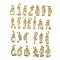 26Pcs Brass Micro Pave Cubic Zirconia Pendants, Cadmium Free & Nickel Free & Lead Free, Letter A~Z Charms, with Jump Ring, Real 18K Gold Plated, 19.5~23x6~10.5x1.5mm, Hole: 3.5mm