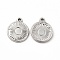 Non-Tarnish 304 Stainless Steel Pendant Cabochon Settings, Flat Round, Stainless Steel Color, Tray: 4.5mm, 17x14x2mm, Hole: 1.4mm