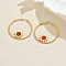 Stainless Steel Hoop Earrings, with Enamel, Golden, Sun, 50x49mm