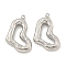 Non-Tarnish 304 Stainless Steel Pendants, Heart Charm, Stainless Steel Color, 23x15.5x3mm, Hole: 1.4mm