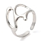 Non-Tarnish 304 Stainless Steel Twist Hollow Open Cuff Ring for Women, Stainless Steel Color, Inner Diameter: 17mm