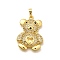 Rack Plating Brass Micro Pave Cubic Zirconia Pendants, Long-Lasting Plated, Lead Free & Cadmium Free, Bear Charms, Real 18K Gold Plated, 26.5x19.5x5.5mm, Hole: 5x3mm