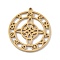 304 Stainless Steel Pendants, Laser Cut, Flat Round with Witch Knot Charm, Golden, 27x25x1mm, Hole: 1mm