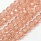 Glass Beads Strands, Faceted(32 Facets), Round, Dark Salmon, 6mm, Hole: 1.2mm, about 88~91pcs/strand, 19.49 inch~20.08 inch(49.5~51cm)