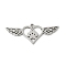 304 Stainless Steel Pendants, Hollow, Heart Wing & Paw Print Charm, Anti-Tarnish, Anti-Tarnish, Stainless Steel Color, 15x38x1mm, Hole: 1.6mm