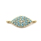 Brass Micro Pave Sky Blue and Clear Cubic Zirconia Connector Charms, Eye Links, Long-Lasting Plated, Rack Plating, Lead Free & Cadmium Free, Real 18K Gold Plated, 16x6.5x2mm, Hole: 1.2mm
