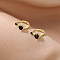 Brass Cubic Zirconia Hoop Earrings, Flat Round, Golden, 12mm