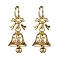Brass Micro Pave Cubic Zirconia Pendants, Christmas Bell, with Jump Ring, Golden, 16x8.5mm, Hole: 4mm