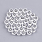 Opaque Acrylic Beads, Flat Round with Heart, White, 7x3.5mm, Hole: 1.2mm, about 3700pcs/500g