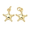 Brass Charms, Star Charms, Long-Lasting Plated, Rack Plating, Cadmium Free & Lead Free, Real 18K Gold Plated, 14x12x2.5mm, Jump Ring: 5x1mm, Inner Diameter: 3mm