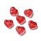 Glass Beads, Heart with Bowknot, Red, 14x16x7.5mm, Hole: 1.2mm