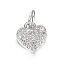 Brass Micro Pave Clear Cubic Zirconia Charms, Heart, Platinum, 9x8x2mm, Hole: 3mm