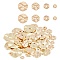 48pcs 4 styles Brass Spacer Beads, Textured Flat Round, Light Gold, 4~12x1~1.5mm, Hole: 1.2mm, 12pcs/style