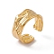 Ion Plating(IP) 304 Stainless Steel Twist Wave Open Cuff Ring for Women, Real 18K Gold Plated, US Size 7 1/4(17.5mm)