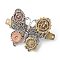 Punk Vintage Hair Accessories, Tibetan Style Alloy Hair Barrette, Butterfly, Mixed Color, 68x50x15mm