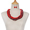 Wood Dangle Earrings & Multi-layer Necklaces Sets, Round, Red, 580mm