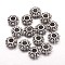 Tibetan Style Spacer Beads, Lead Free & Cadmium Free & Nickel Free, Snowflake, for Christmas, Antique Silver, about 7mm in diameter, 2mm thick, Hole: 2.5mm