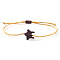Waxed Cord Braided Bracelets for Women, Star, Coconut Brown, Inner Diameter: 11 inch(28cm)