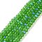 Electroplate Glass Beads Strands, Half Rainbow Plated, Faceted, Rondelle, Medium Sea Green, 8x6mm, Hole: 1mm, about 60~62pcs/strand, 15.7~16.1 inch(40~41cm)