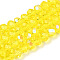 Electroplate Glass Beads Strands, Half Rainbow Plated, Faceted, Rondelle, Champagne Yellow, 8x6mm, Hole: 1mm, about 60~62pcs/strand, 39~40cm
