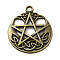 Tibetan Style Alloy Pendants, Cadmium Free & Lead Free, Pentagram with Knot Charms, Antique Bronze, 34.5x30x3mm, Hole: 3mm, about 194Pcs/1000G